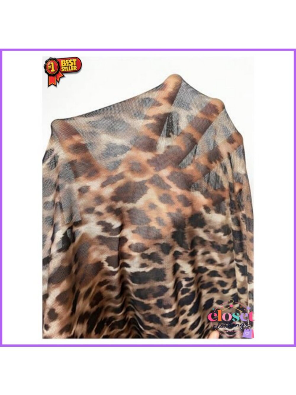 Plus Size Leopard Print Mesh High Waisted Maxi Skirt - Picture 3 of 5